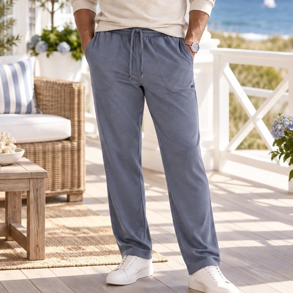 Polo Ralph Lauren Mens Blue Gray Pique Lounge Sleep Pants Large NWT CR3